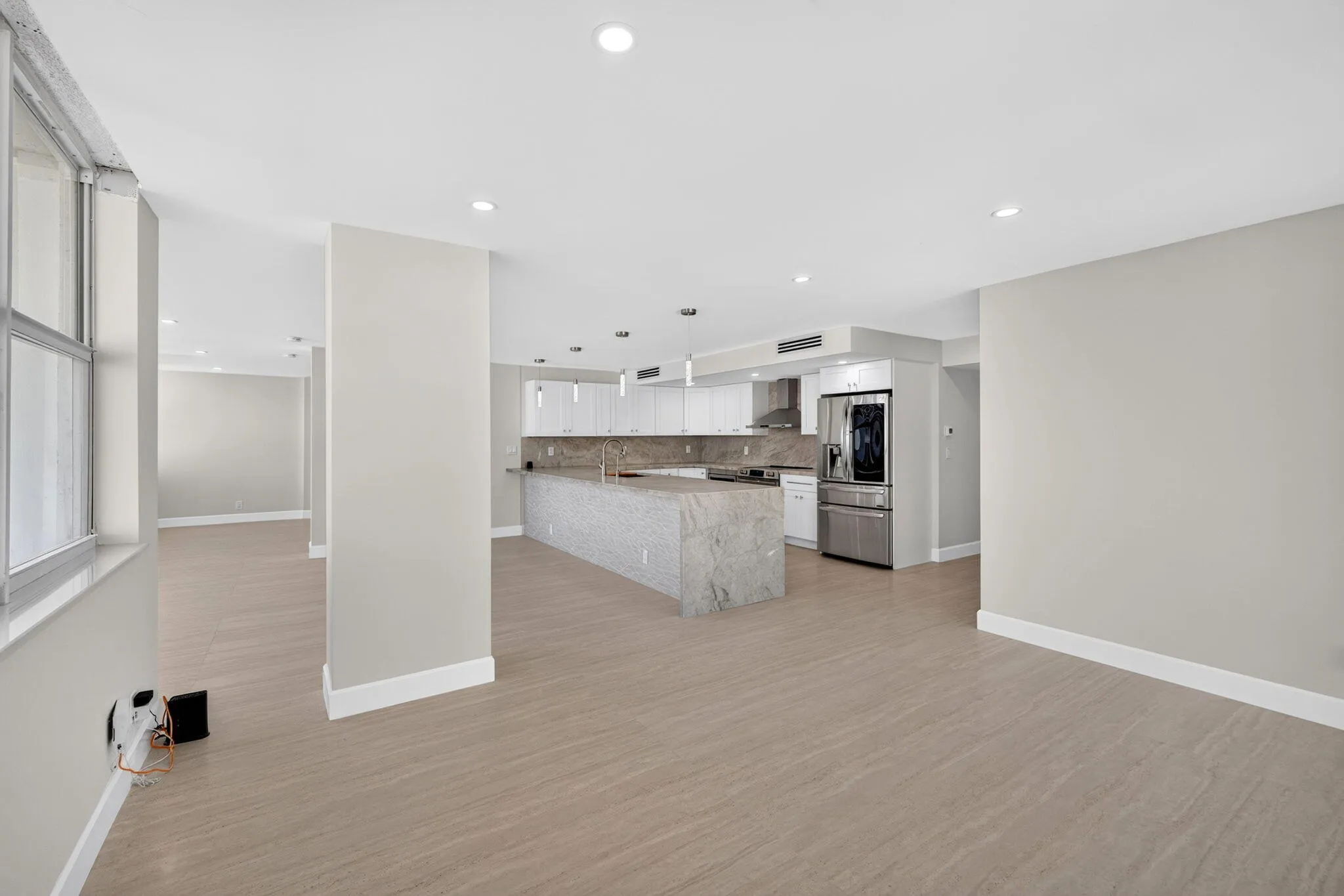 Living and dining areas
