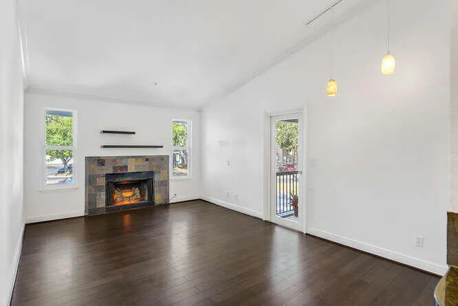 Living room with fireplace