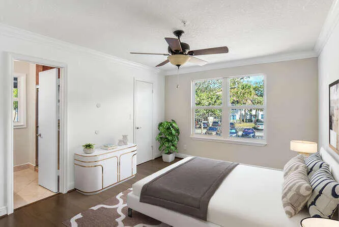 Virtually staged Main bedroom