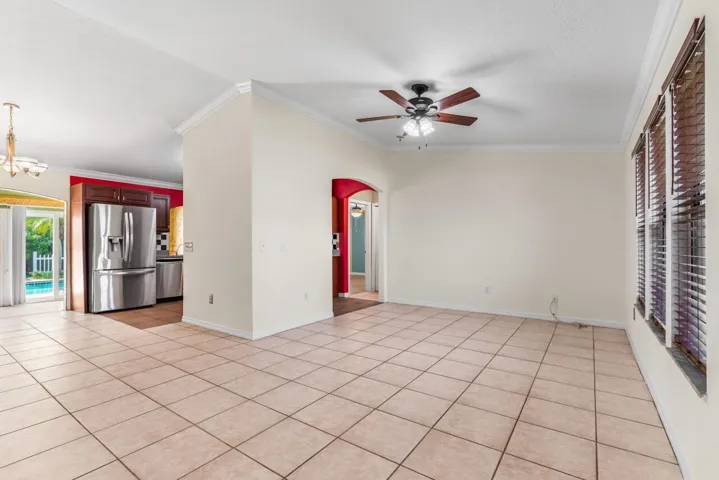 Living room and dining area and kitchen view