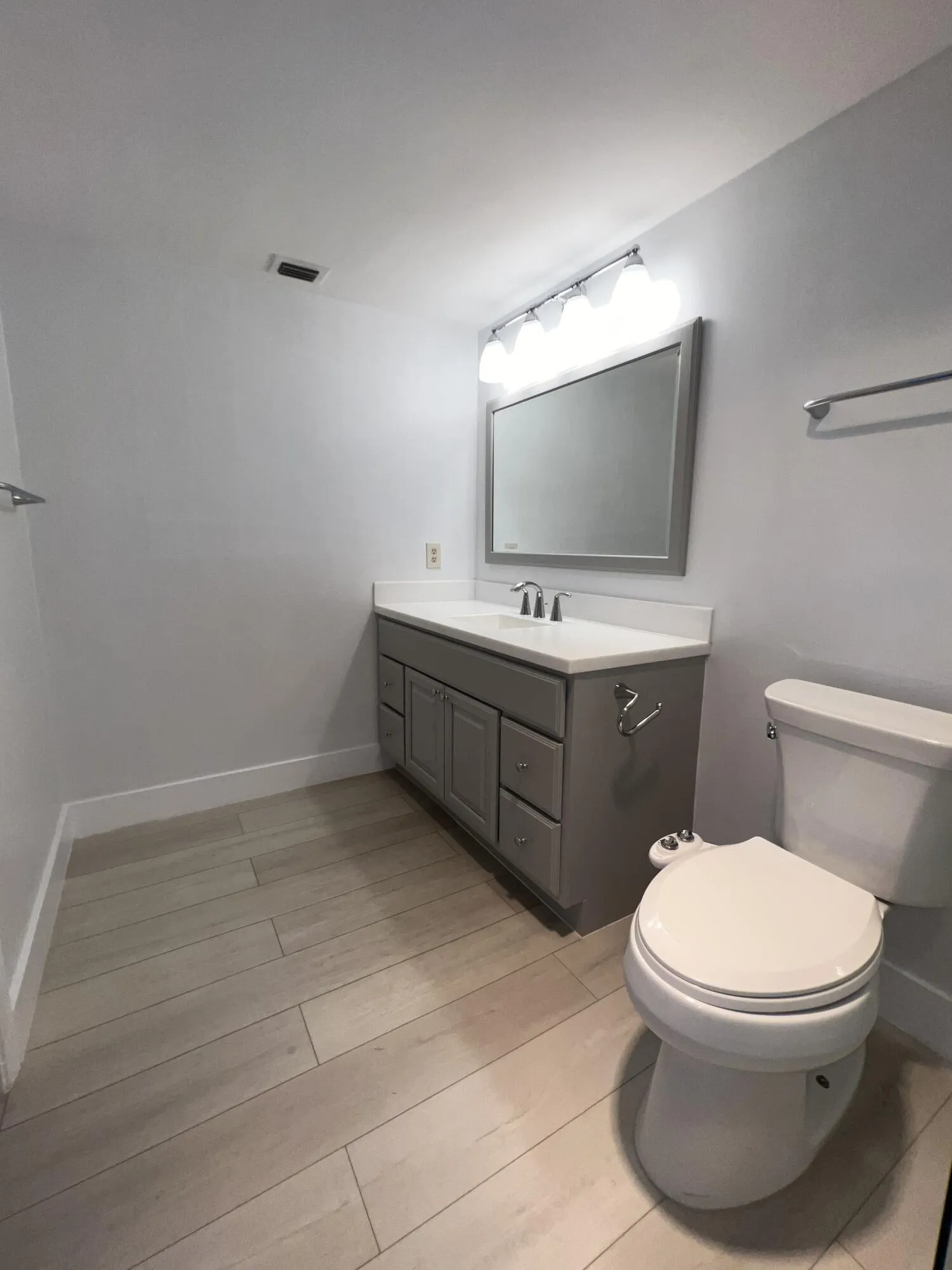Master Bathroom with Porcelain Plank Tile flooring
