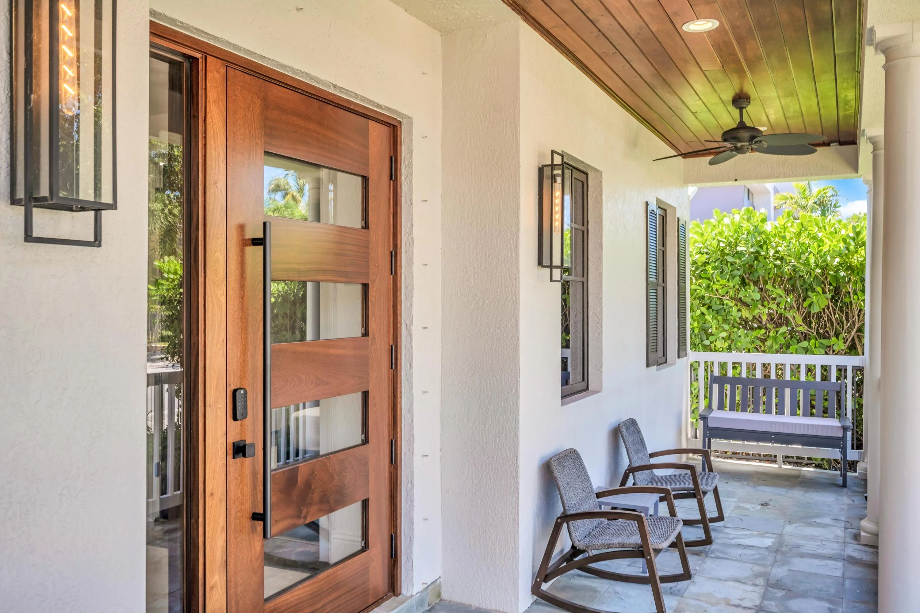 Brand new custom mahogany front door.