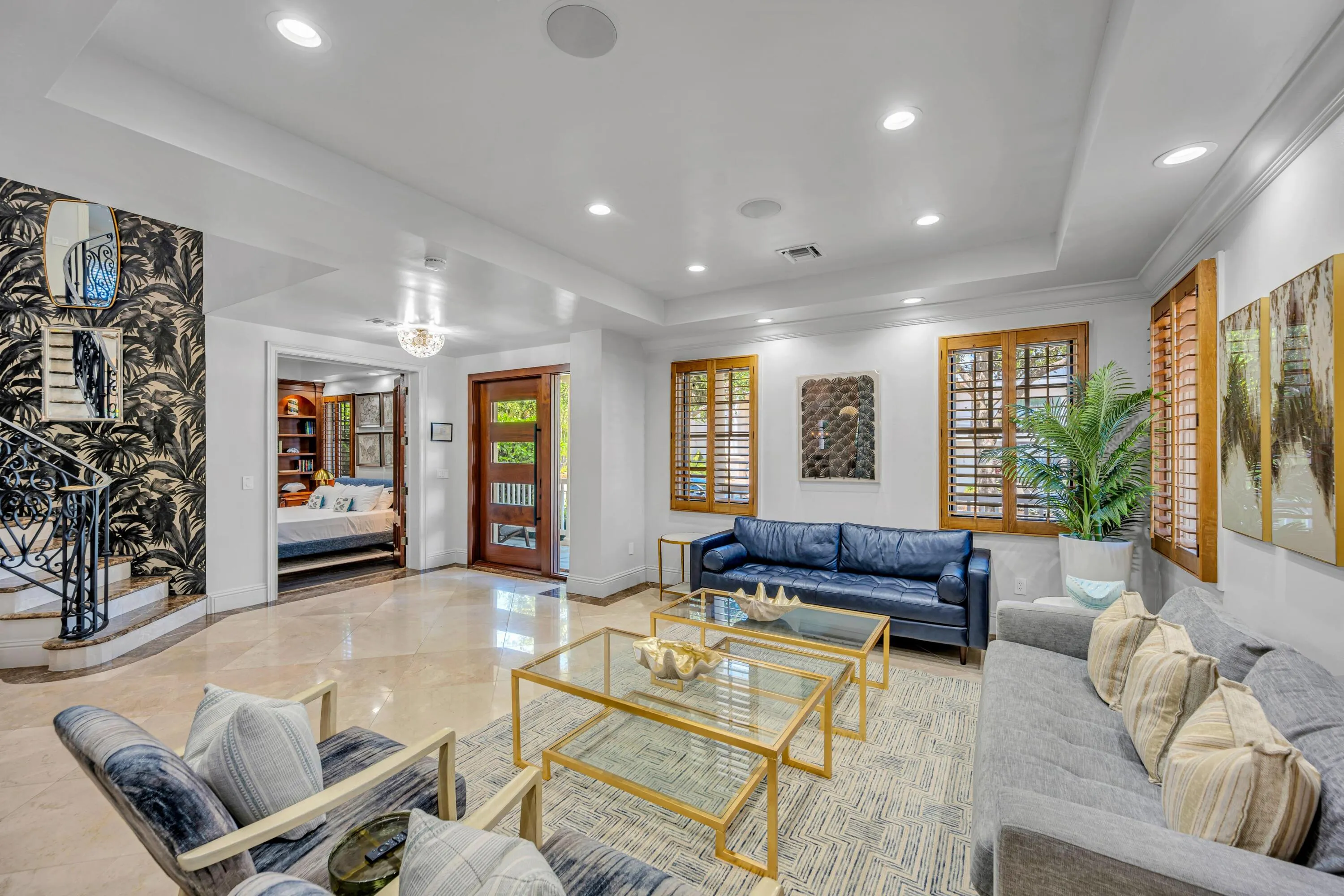 Front sitting area with fireplace
