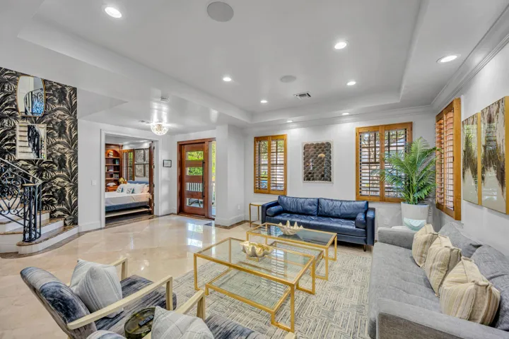 Front sitting area with fireplace