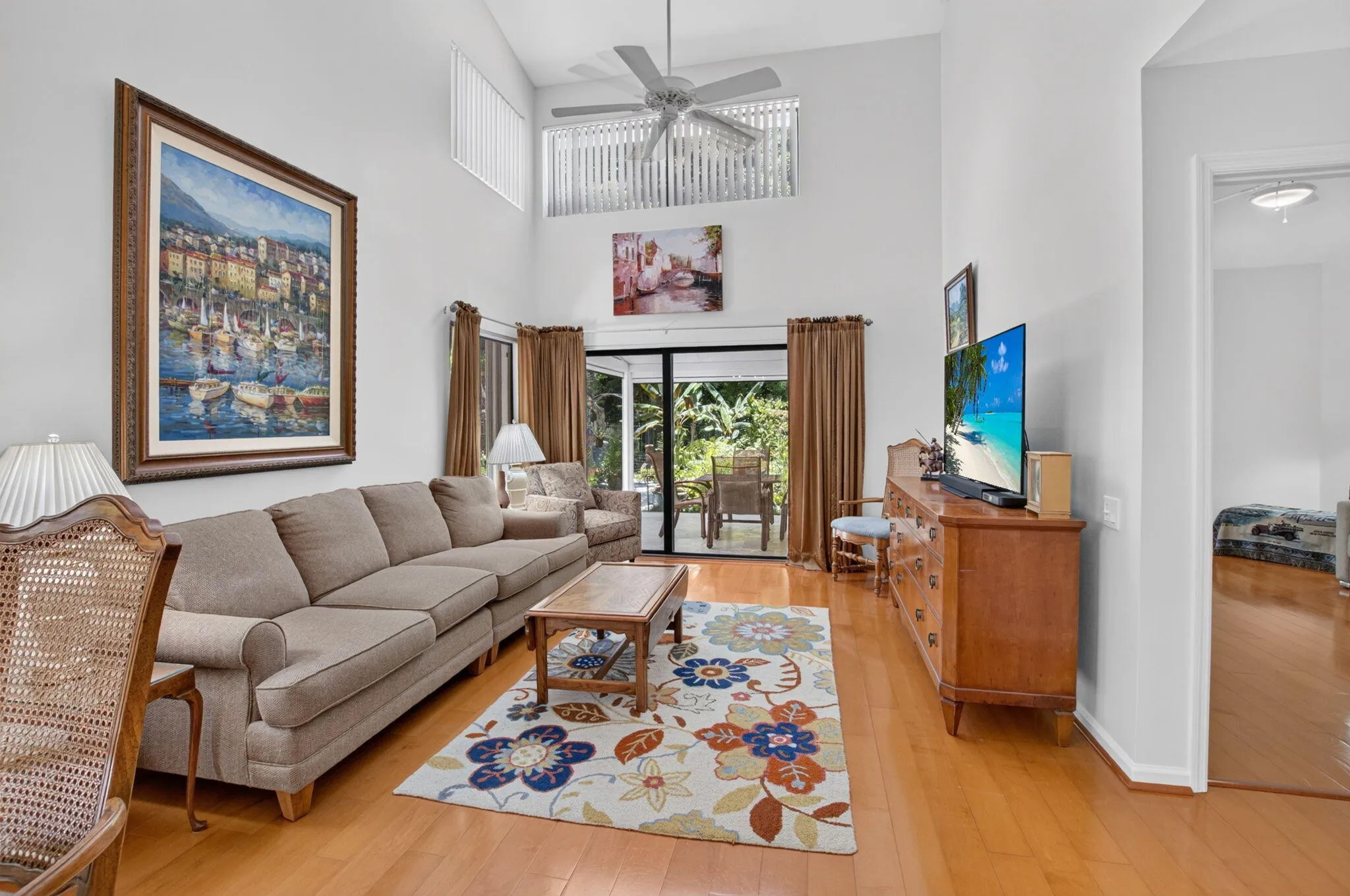 LIVING ROOM WITH SOARING CEILINGS