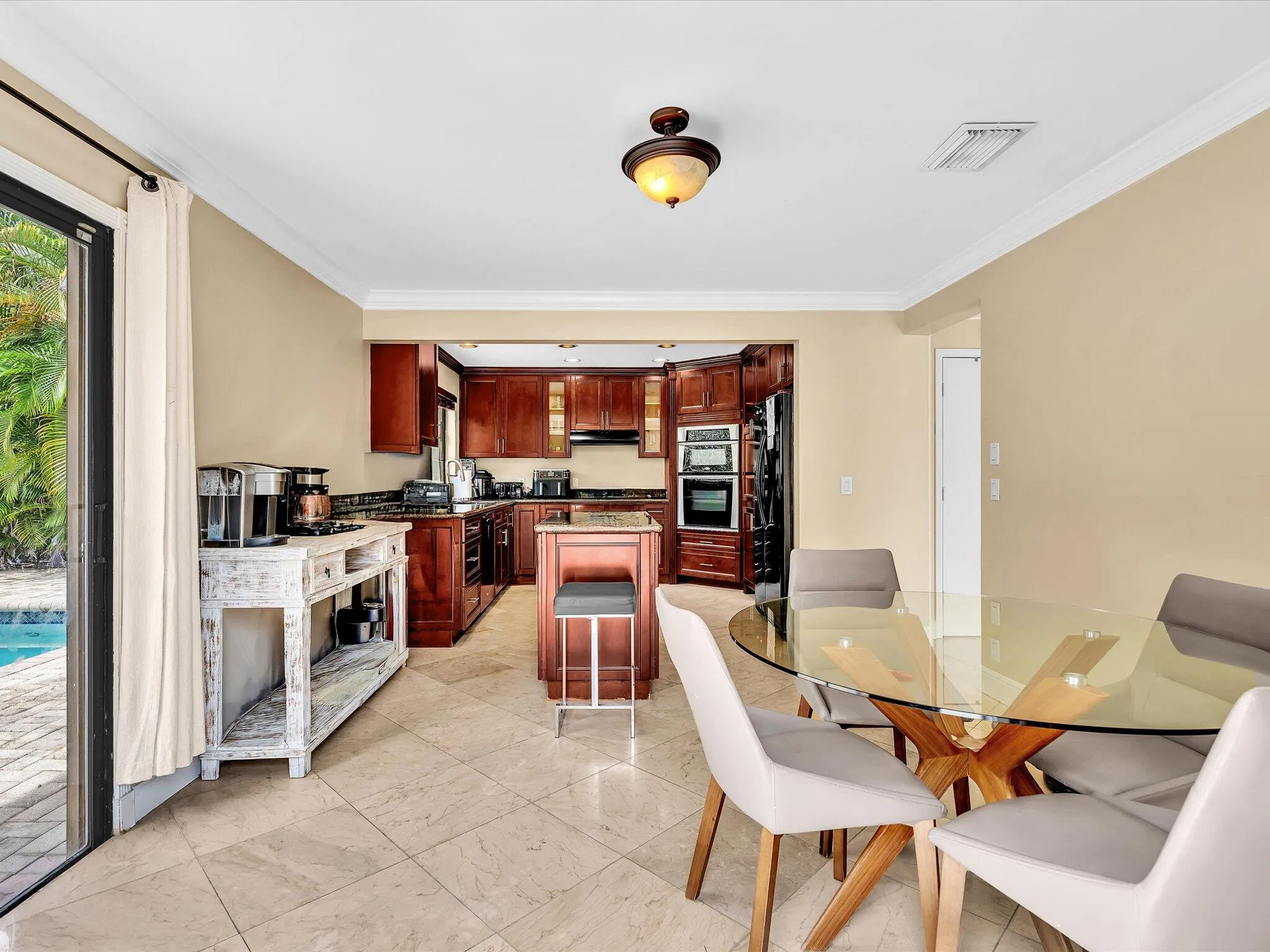 view into kitchen