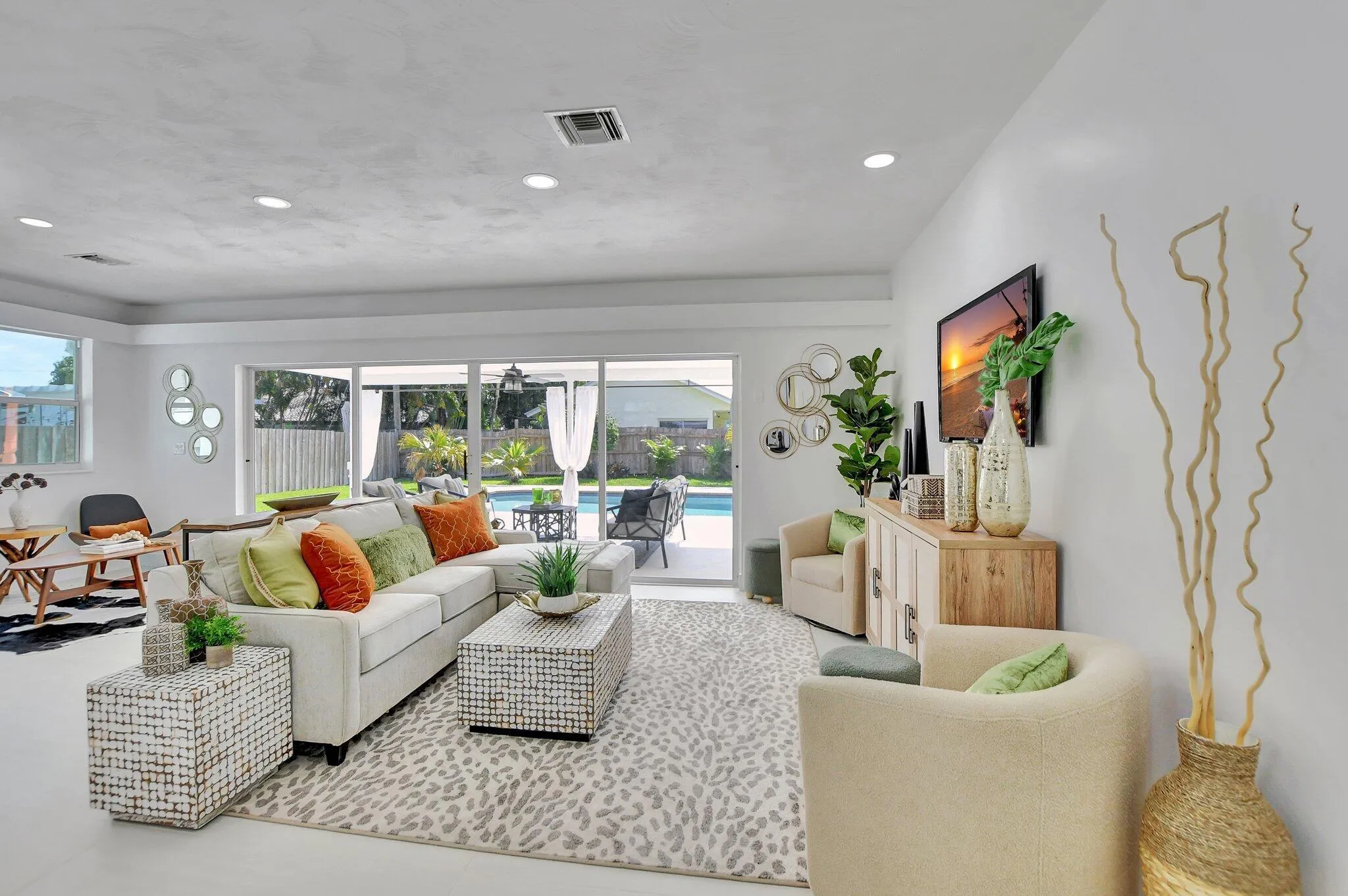 Large Living Room Opens to Large Patio