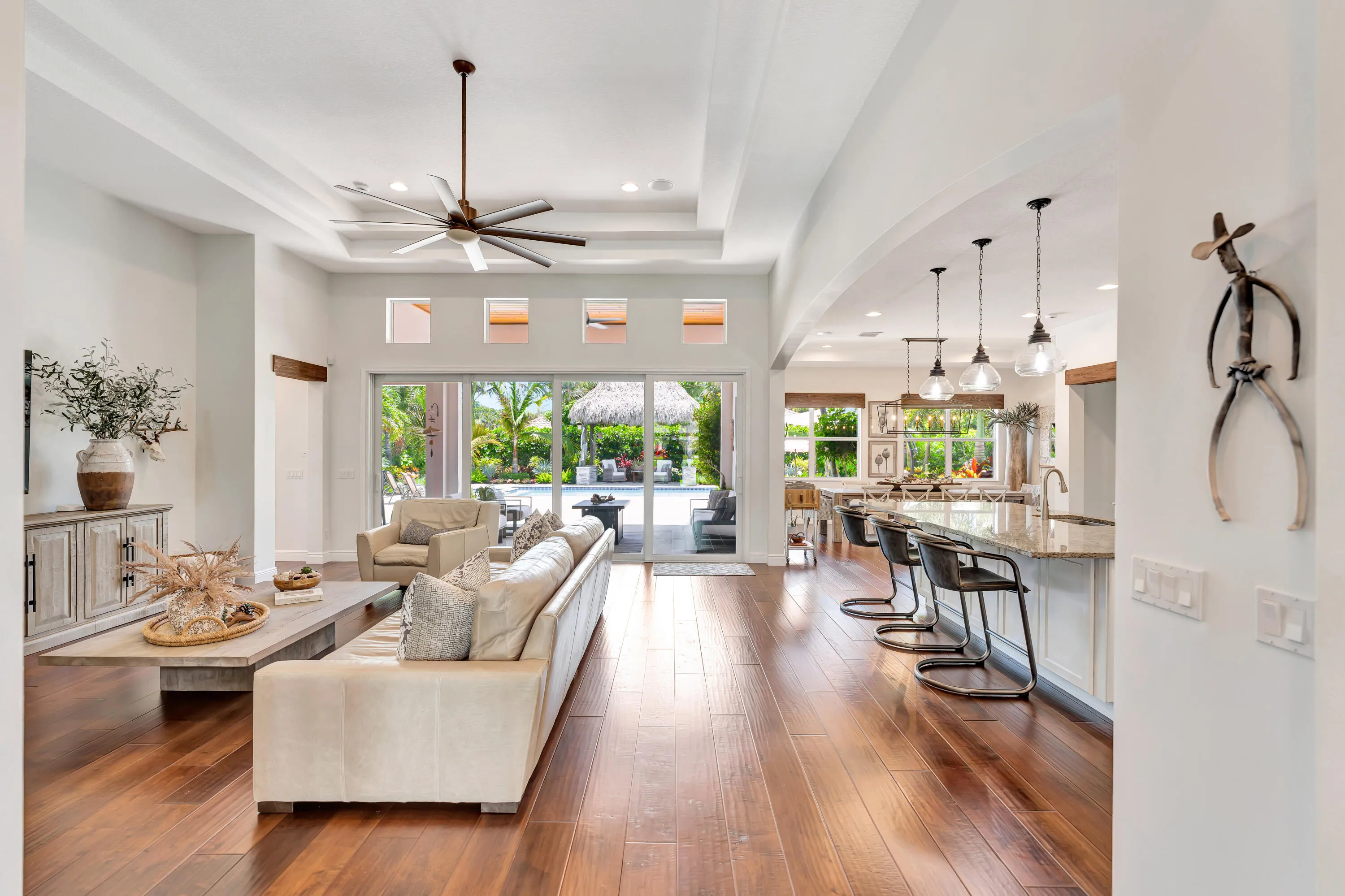 Living Room, Island and Dining Room
