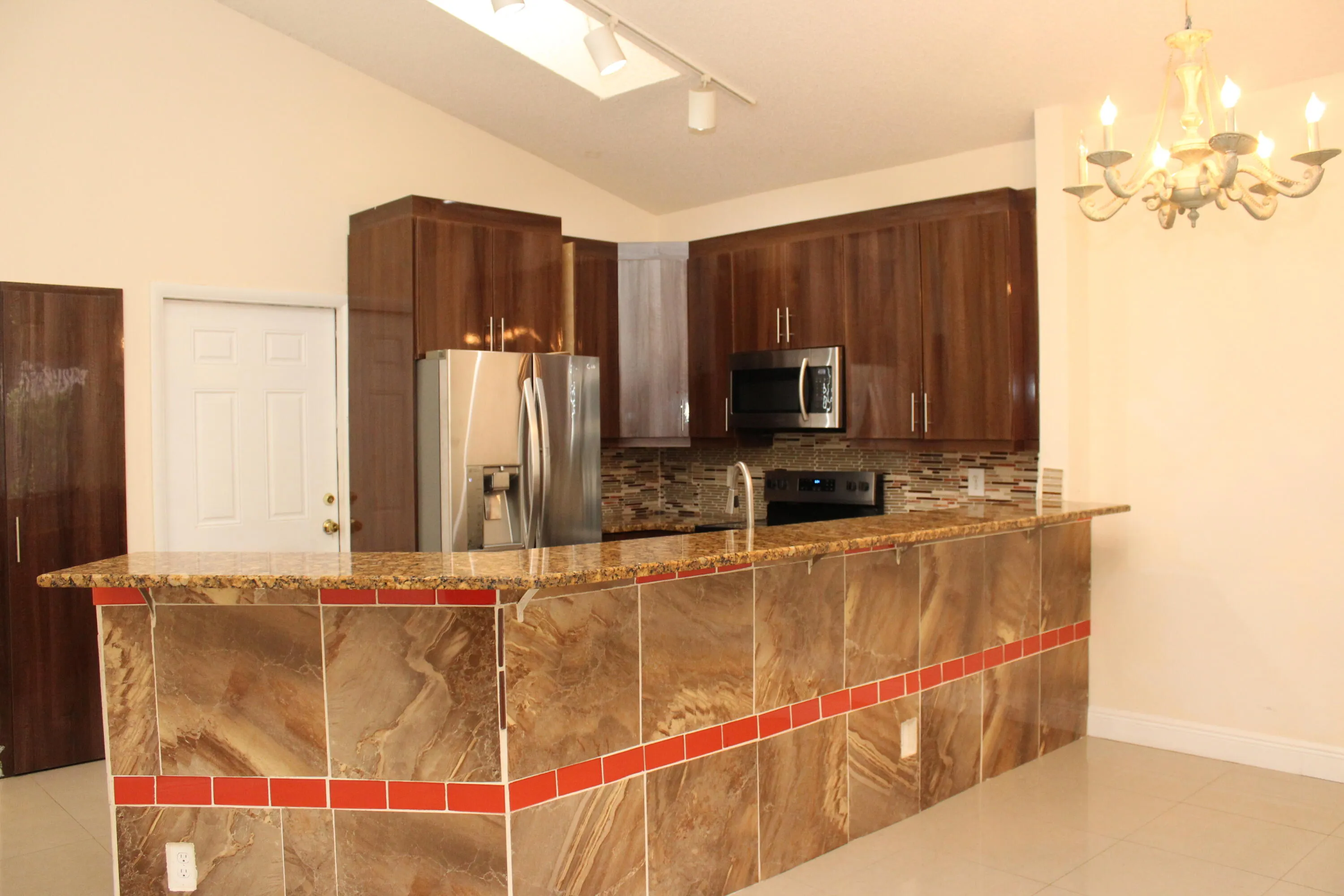 Kitchen with marble counter