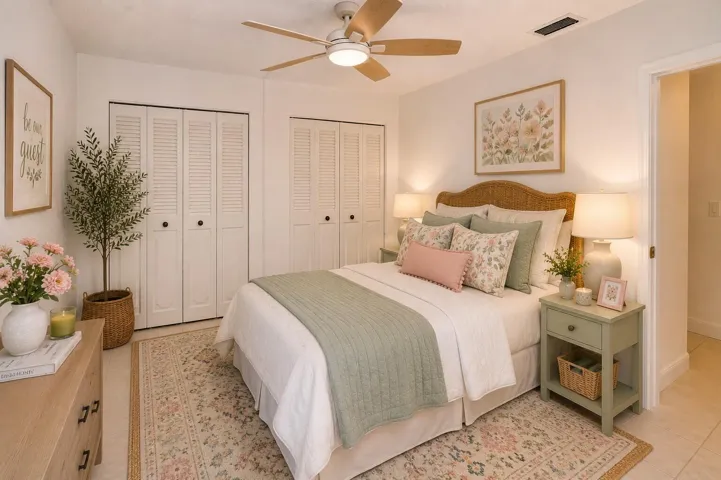 virtually staged guest bedroom