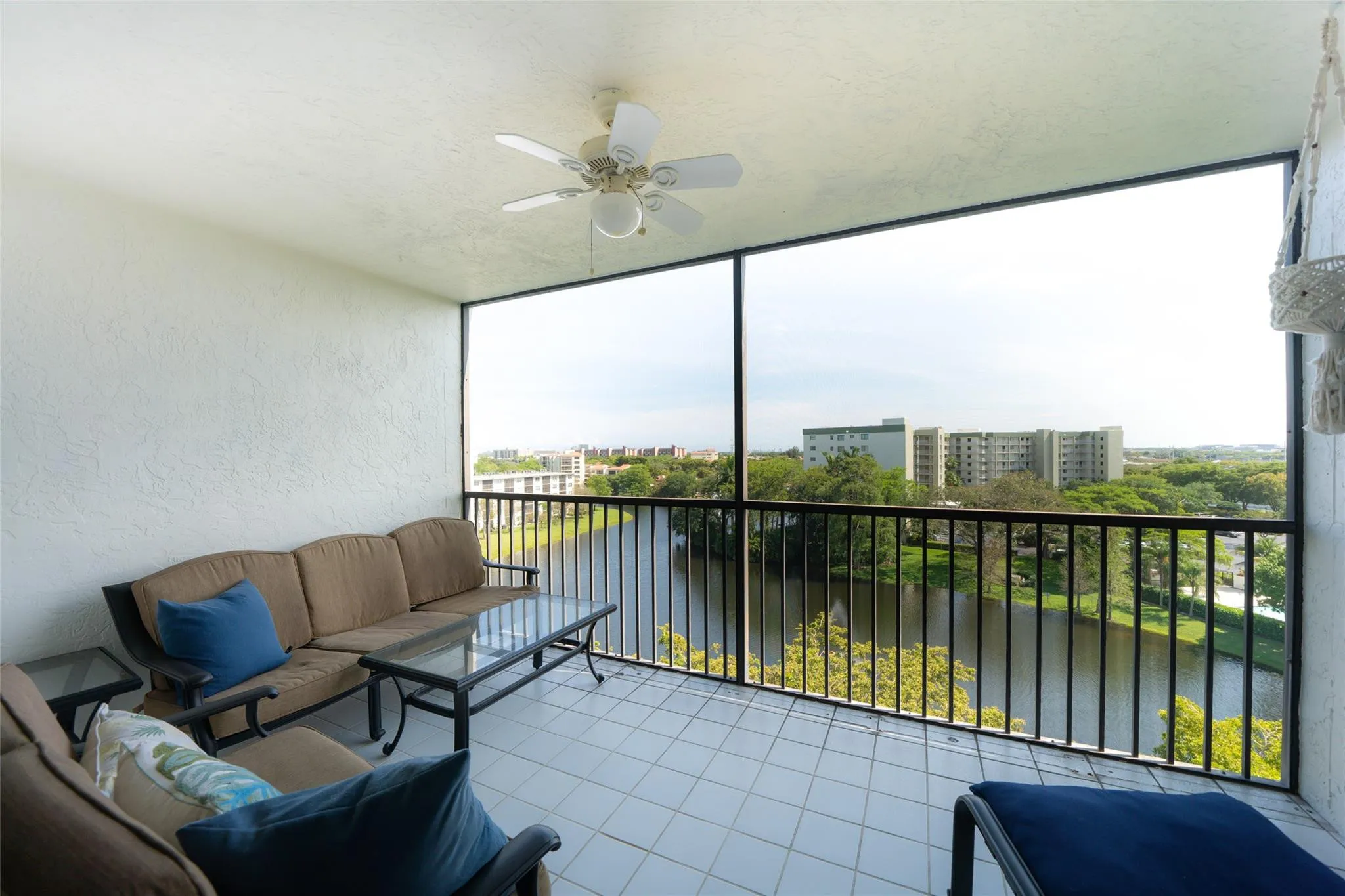 Screened in balcony overlooking the lake