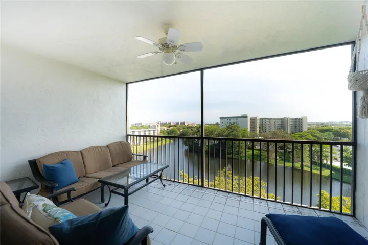 Screened in balcony overlooking the lake