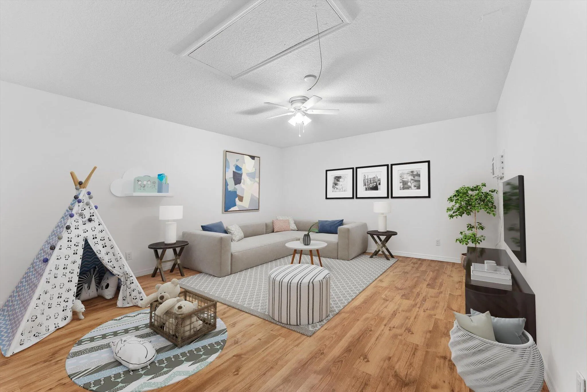 Virtually Staged Play Room/Converted Garage