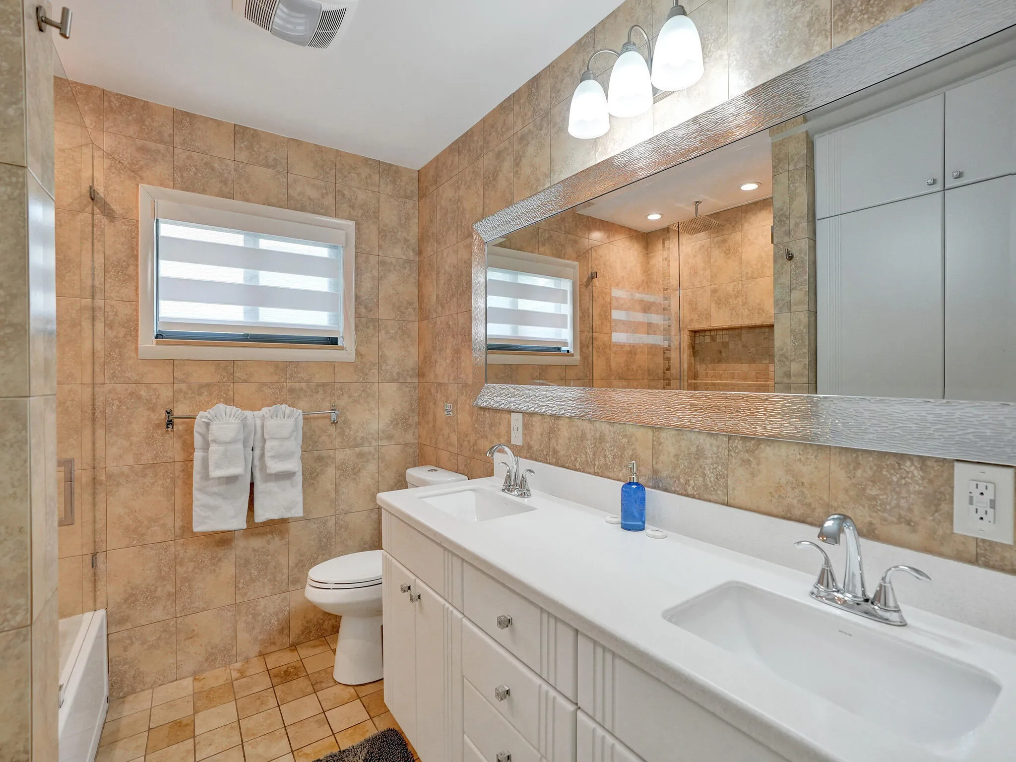 Bathroom Two Vanity Sink Angled View