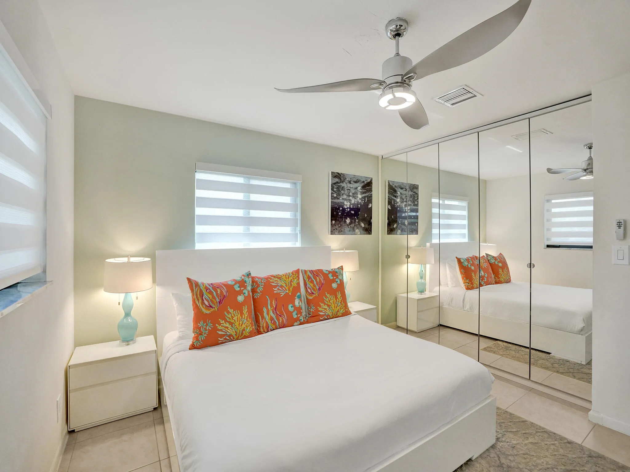 Bedroom Two Angled Glass Closet Door Vie