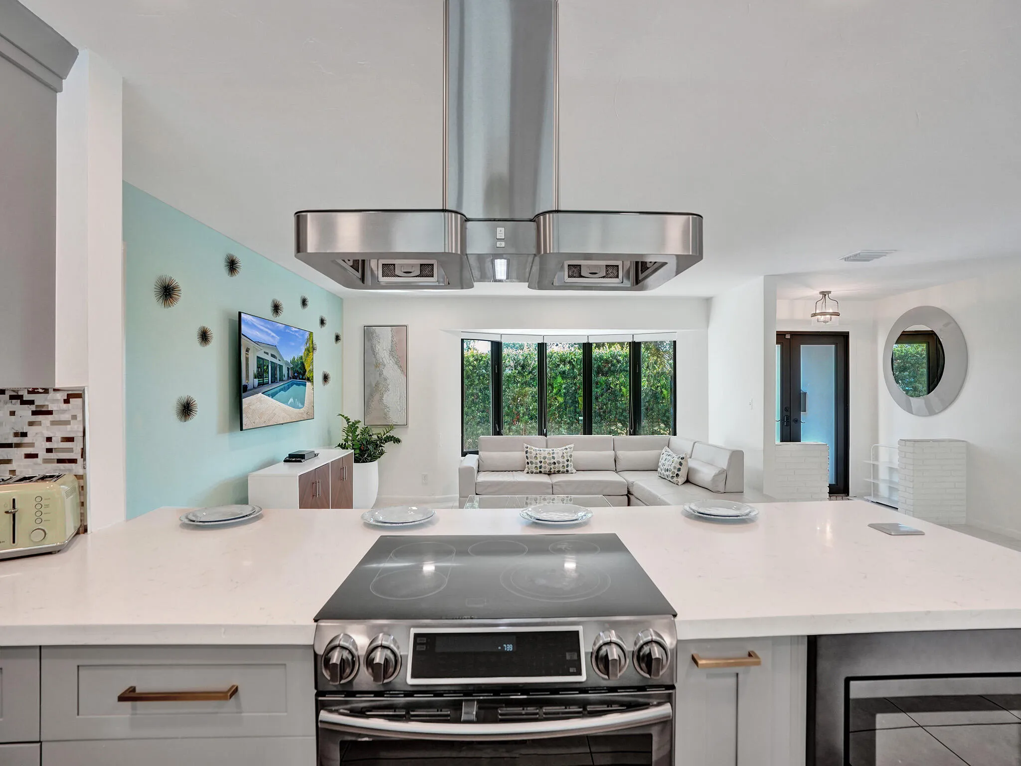 Kitchen Range Overlooking Living Area