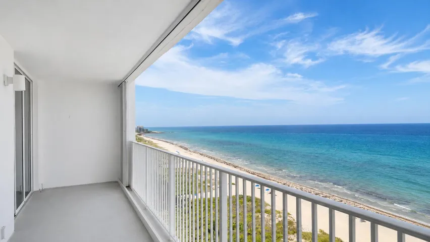 Spacious balcony with access from living room and primary bedroom