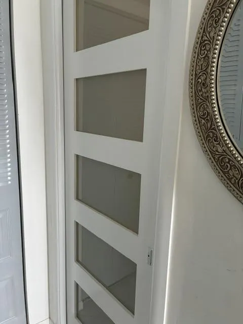 New sliding door on bathroom