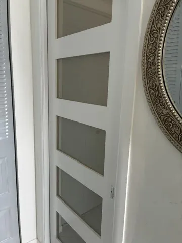 New sliding door on bathroom