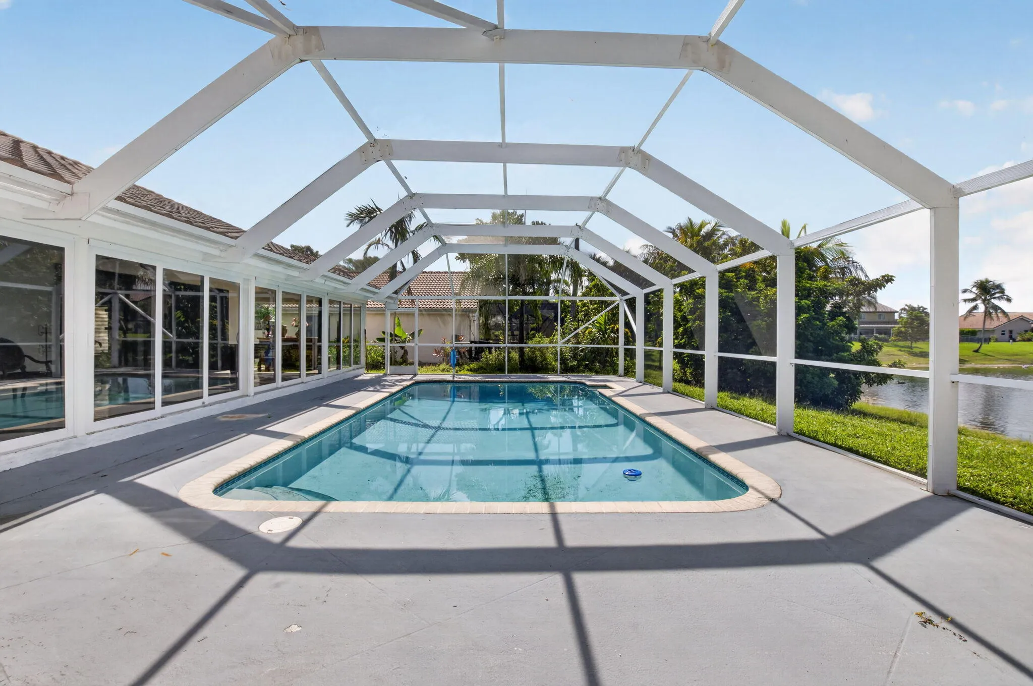 Long pool view extended patio