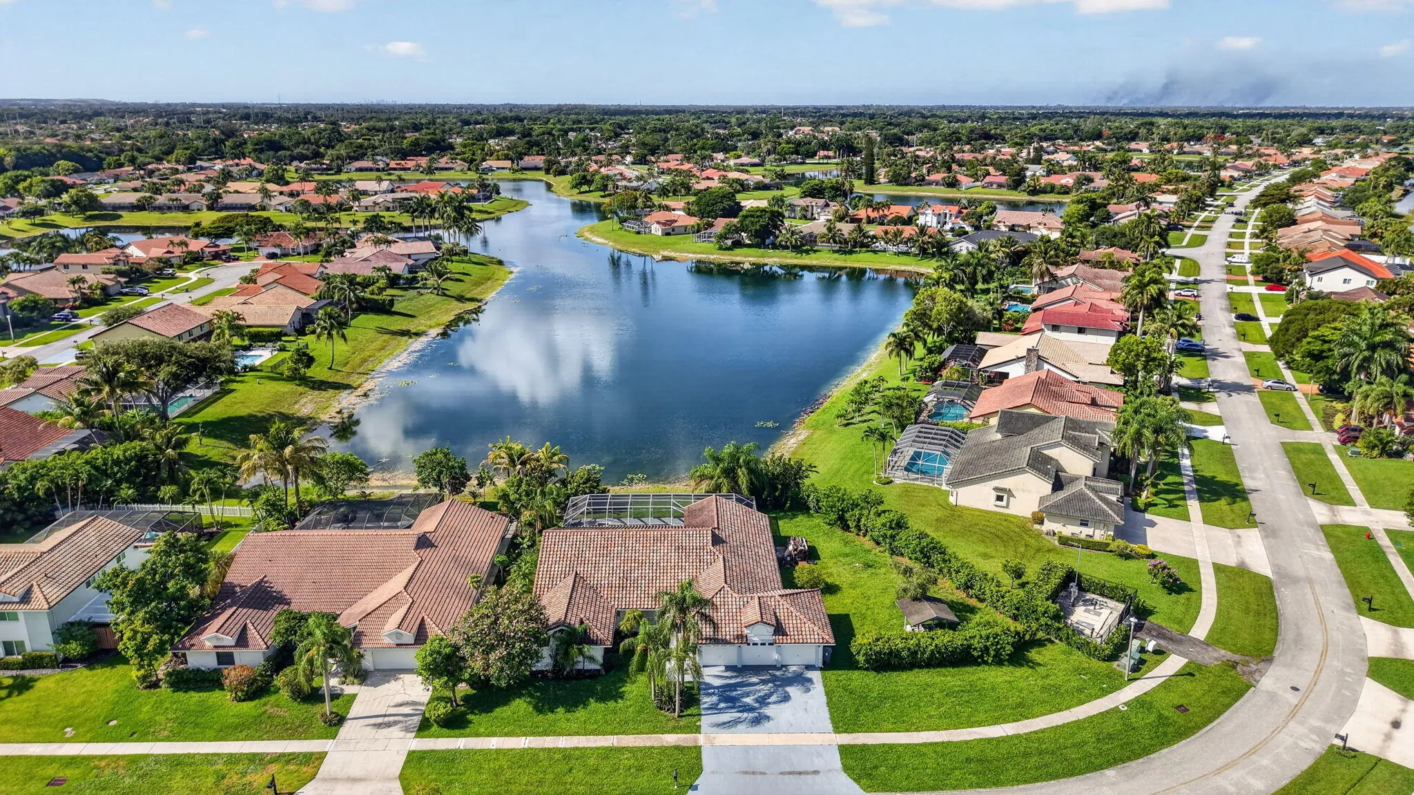 Aerial Long lake views
