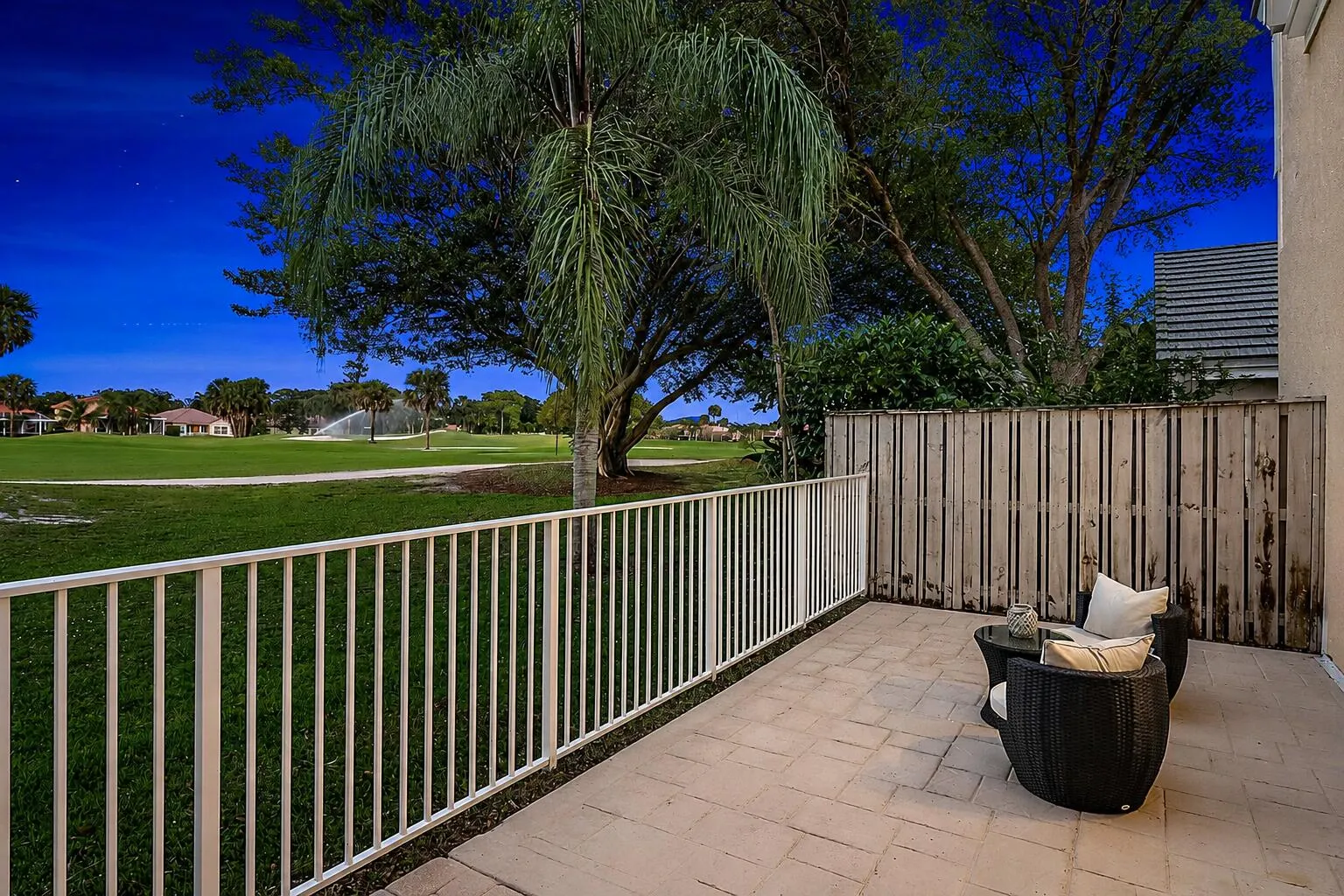 Patio area view twilight