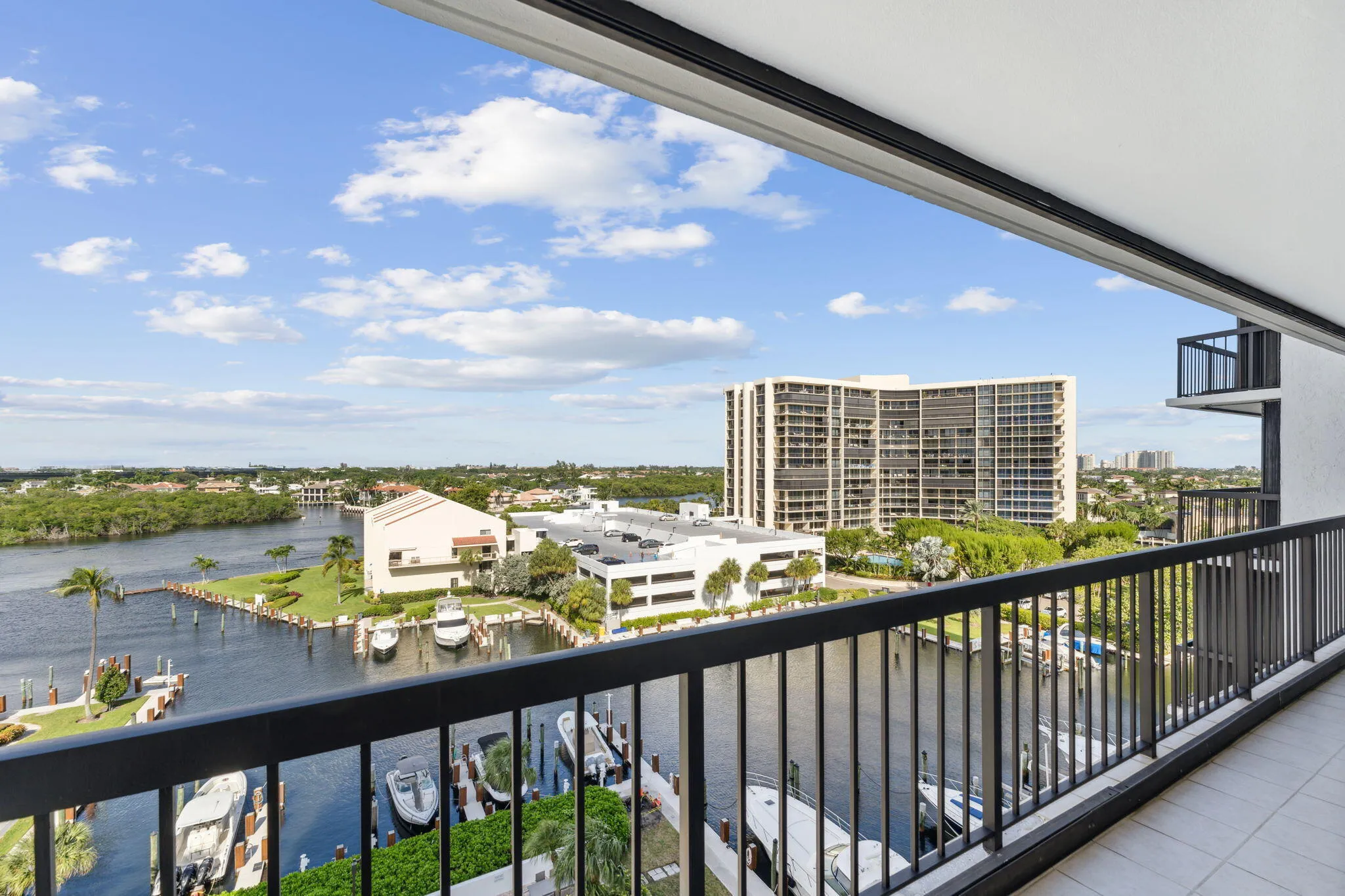 Marina and intracoastal views from expansive west exposure balcony