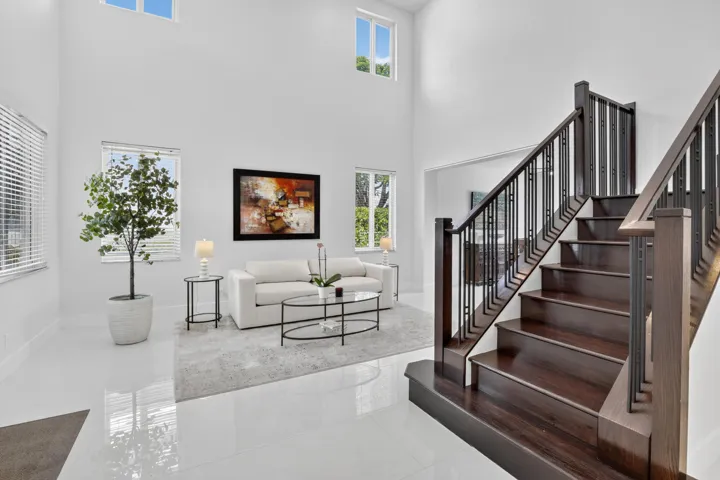 Spectacular white porcelain floors and grand high ceilings