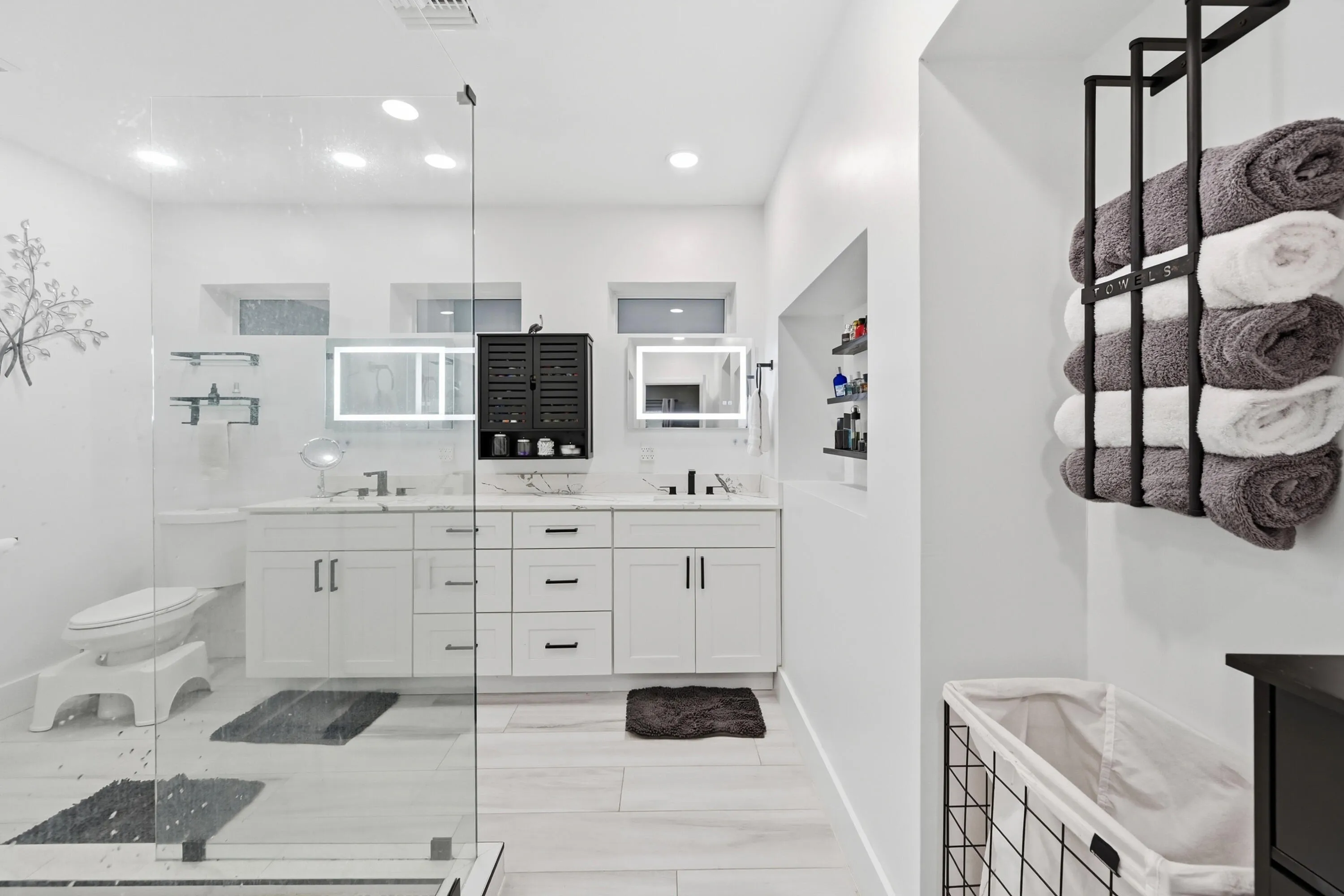 Thoughtfully renovated oversized primary bathroom offering a spa inspired retreat within your own home.