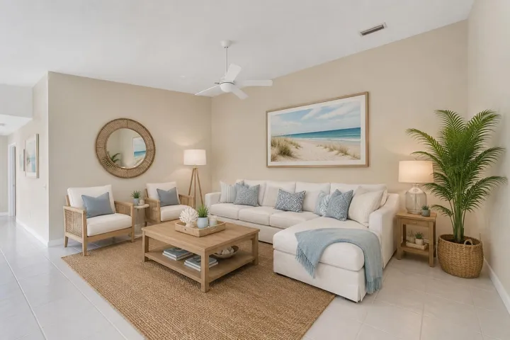 Virtually staged living room