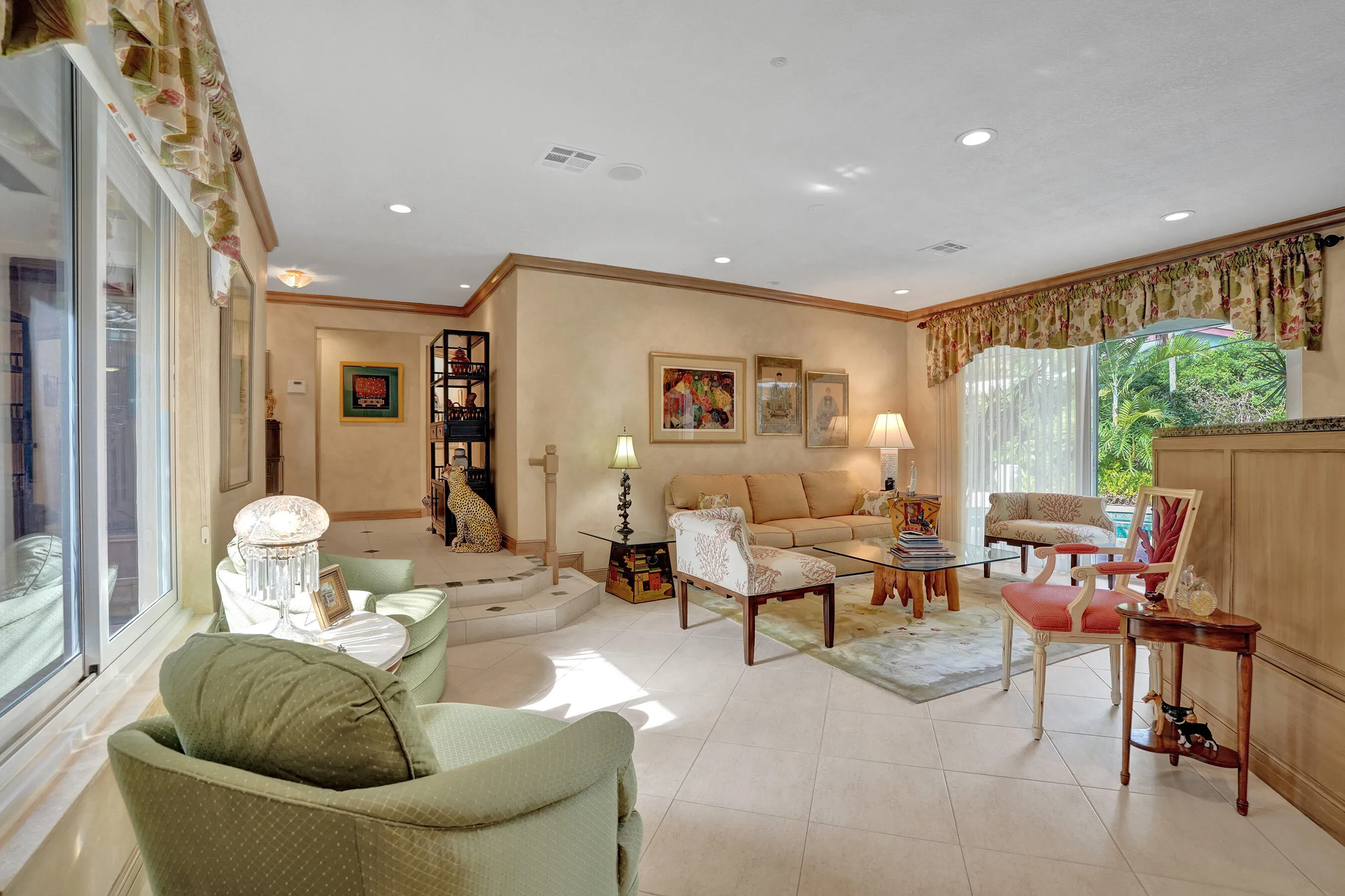 Living room, 3 Bedrooms and 2 bathrooms toward the back left of photo.