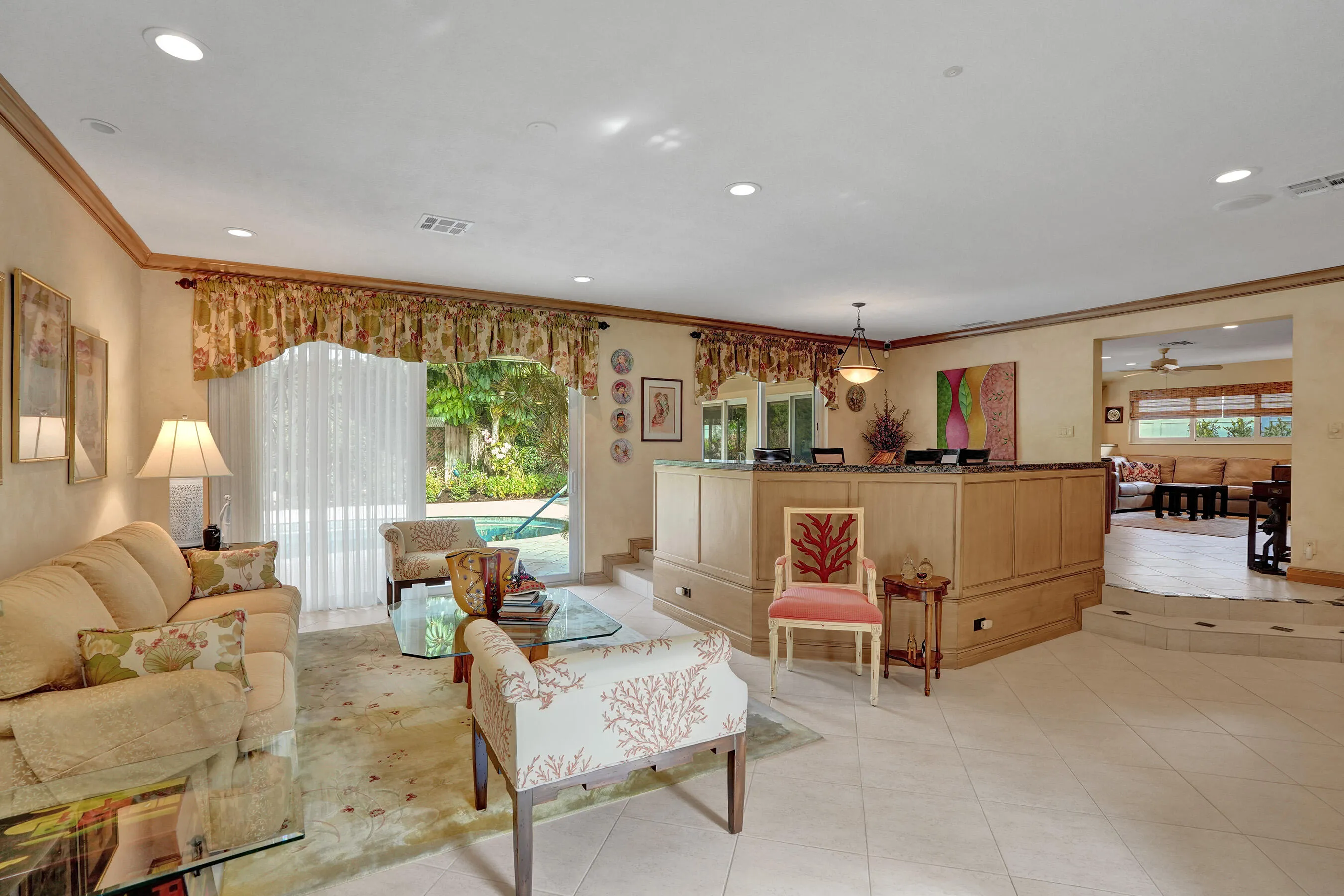 Open living room and dining area