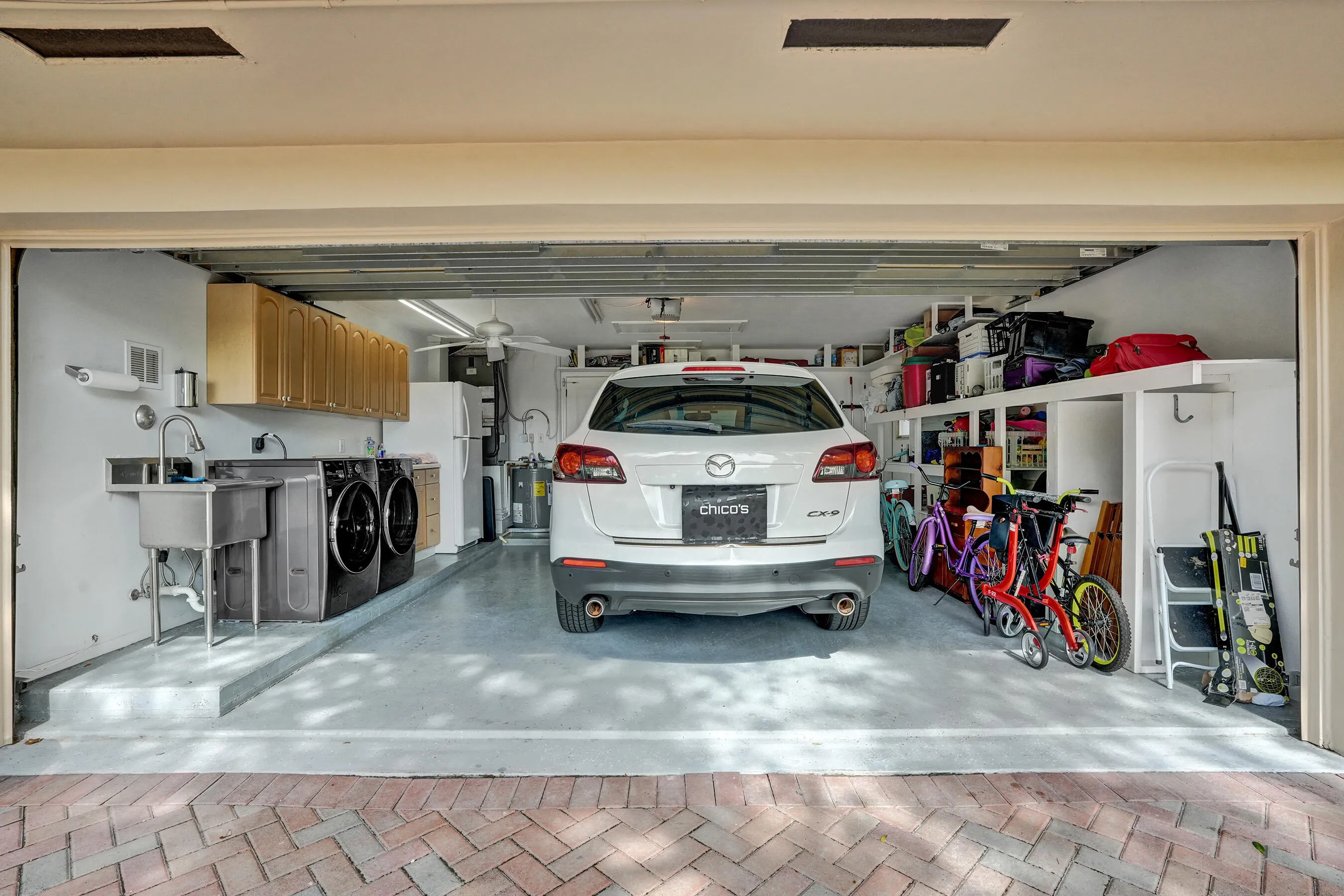 Garage. 14.5 ft width, not including step.