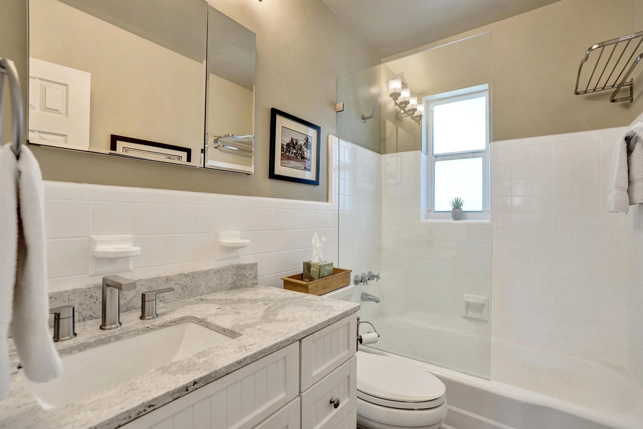 Beautifully remodeled full bathroom with quality finishes and move-in-ready appeal.