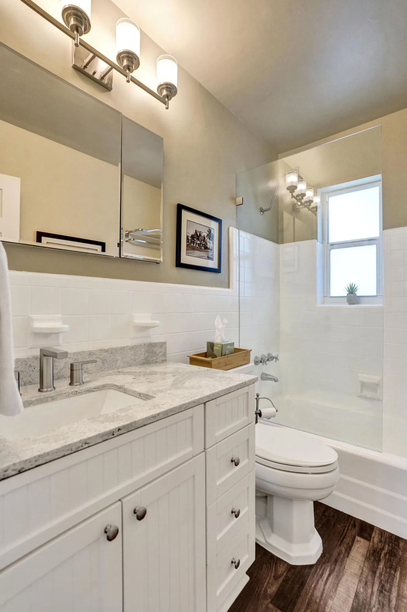 Beautifully remodeled full bathroom with quality finishes and move-in-ready appeal.