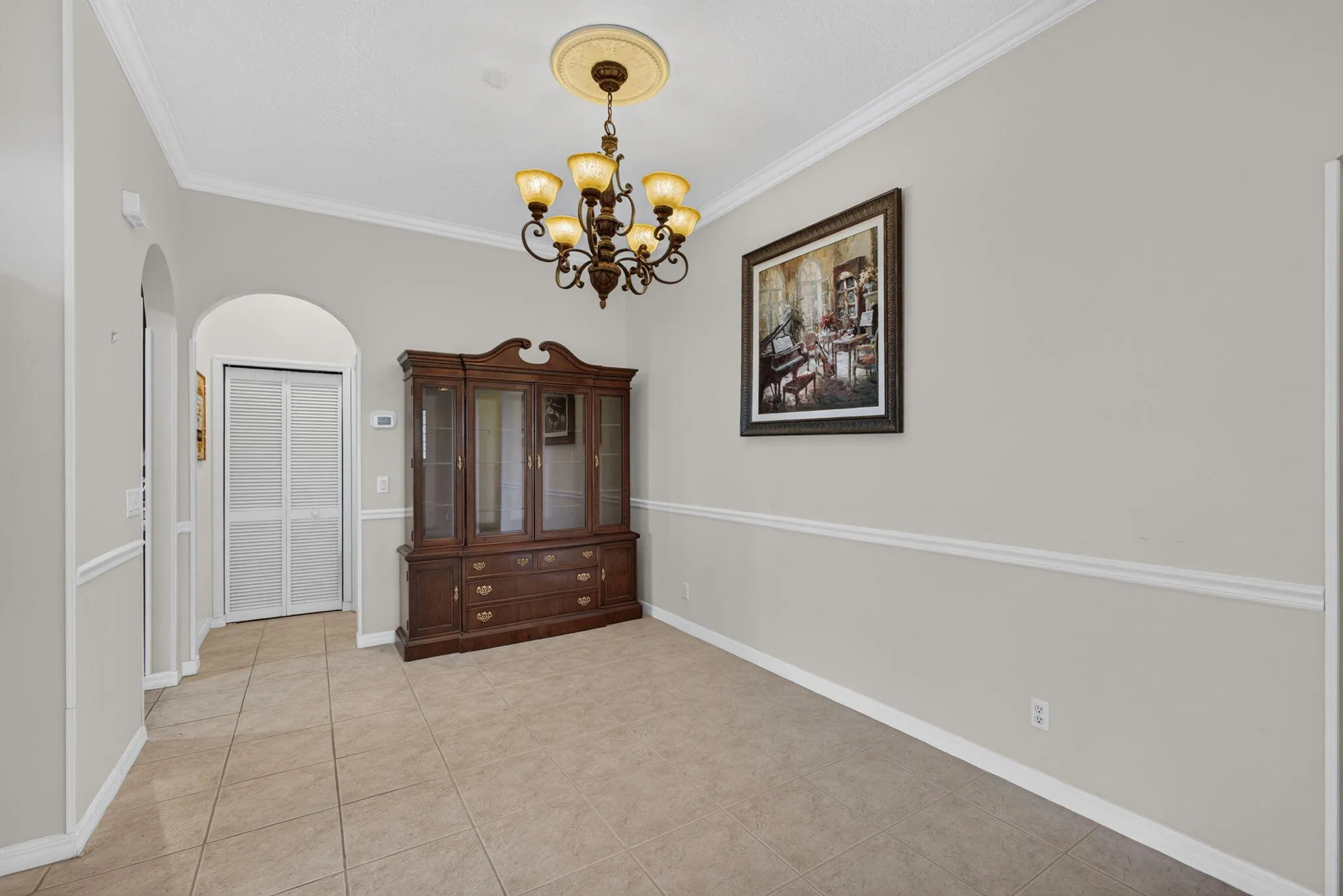Wainscoting. Adjacent to kitchen