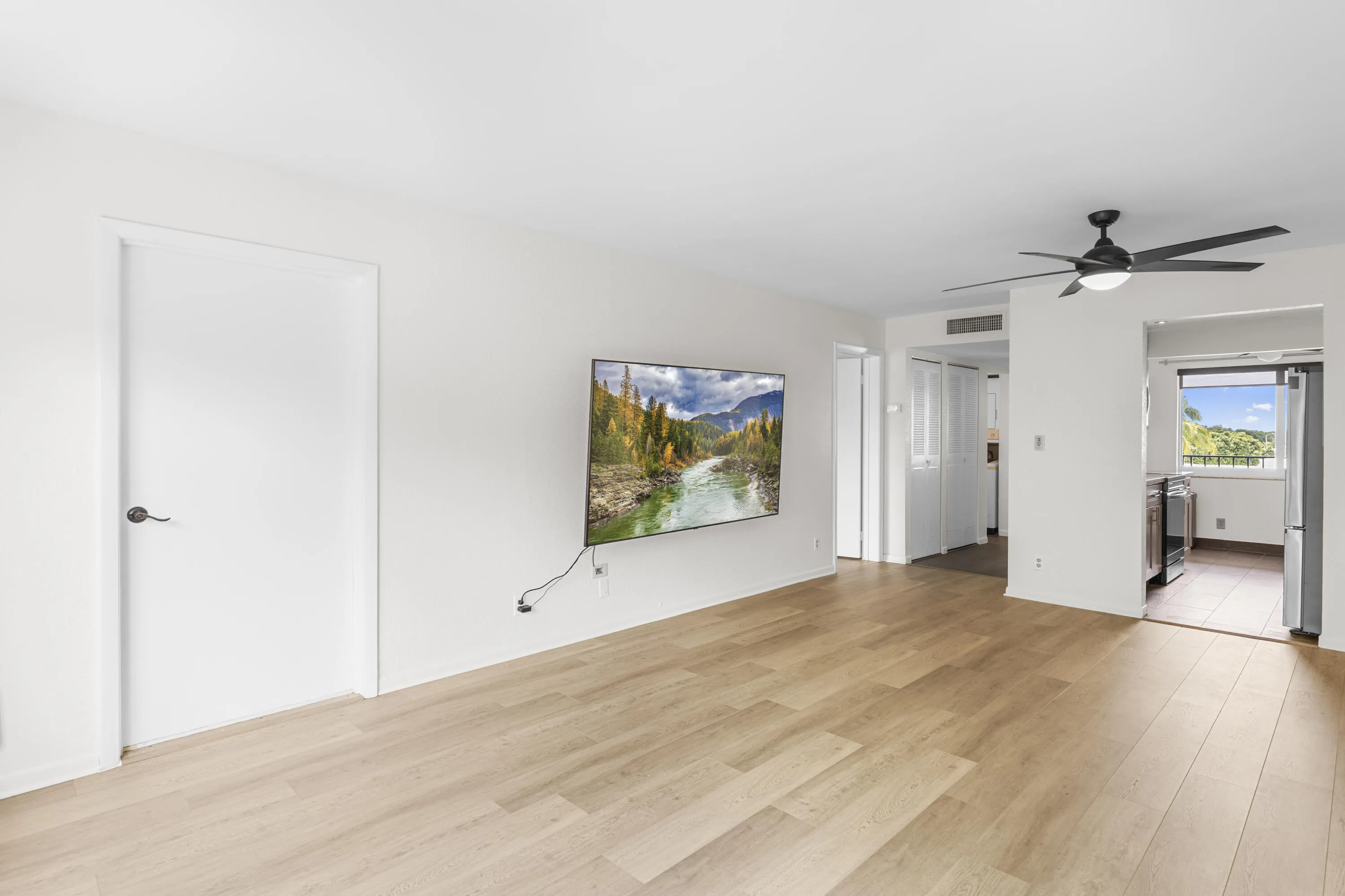 Living room with all new flooring