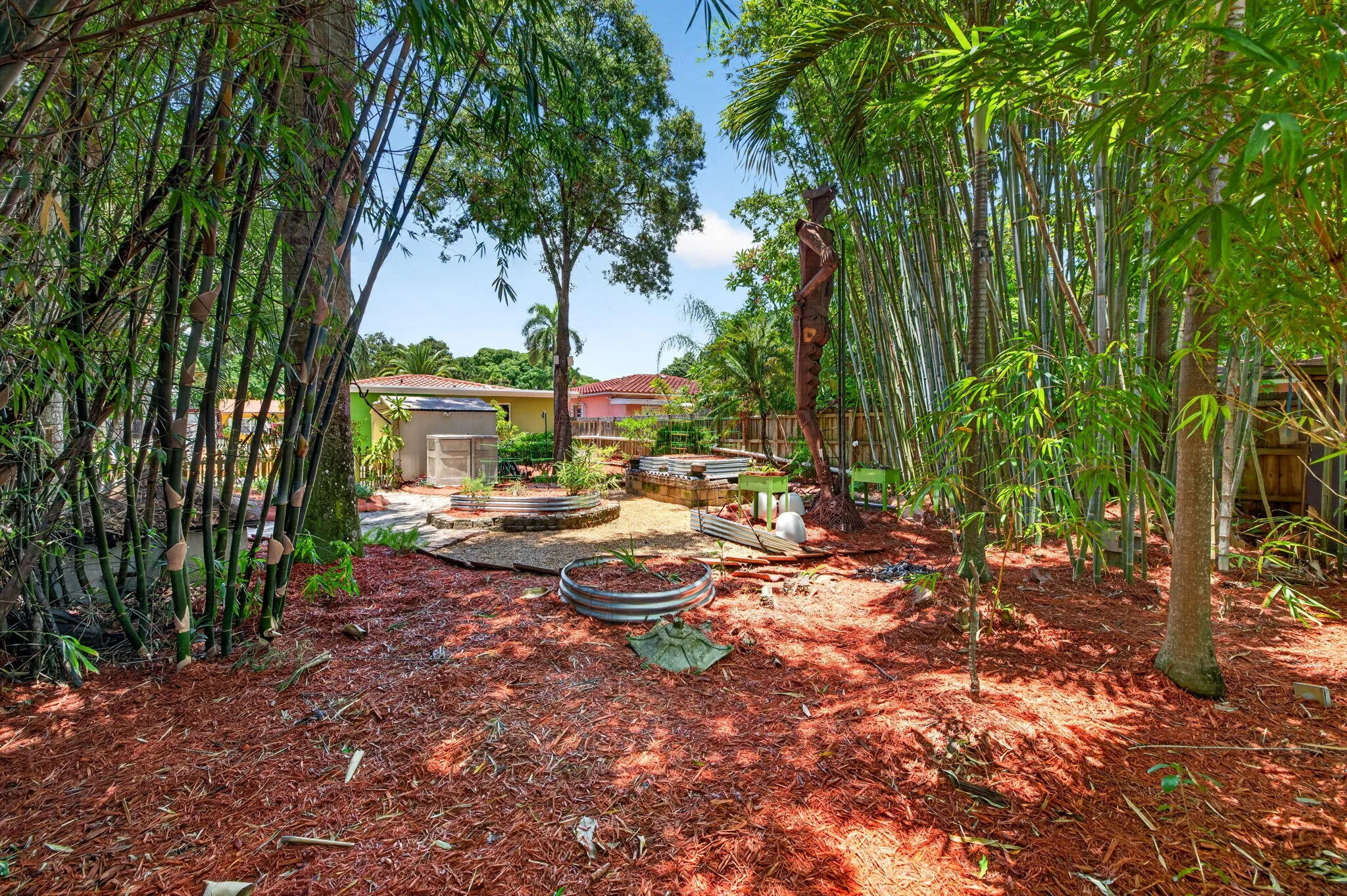 Far end of yard looking towards the house.
