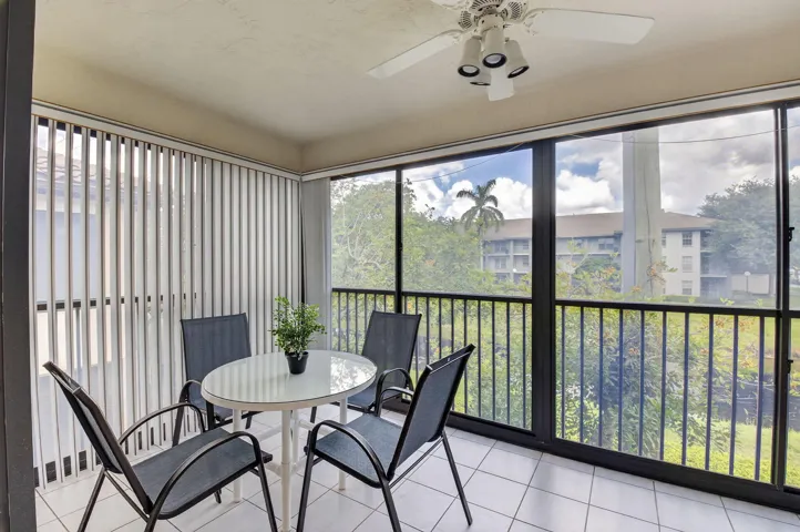 A spacious screened balcony overlooking the water provides the perfect place to rlax & enjoy the peaceful setting.