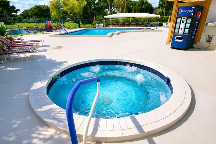Relax poolside or unwind in the bubbling spa.