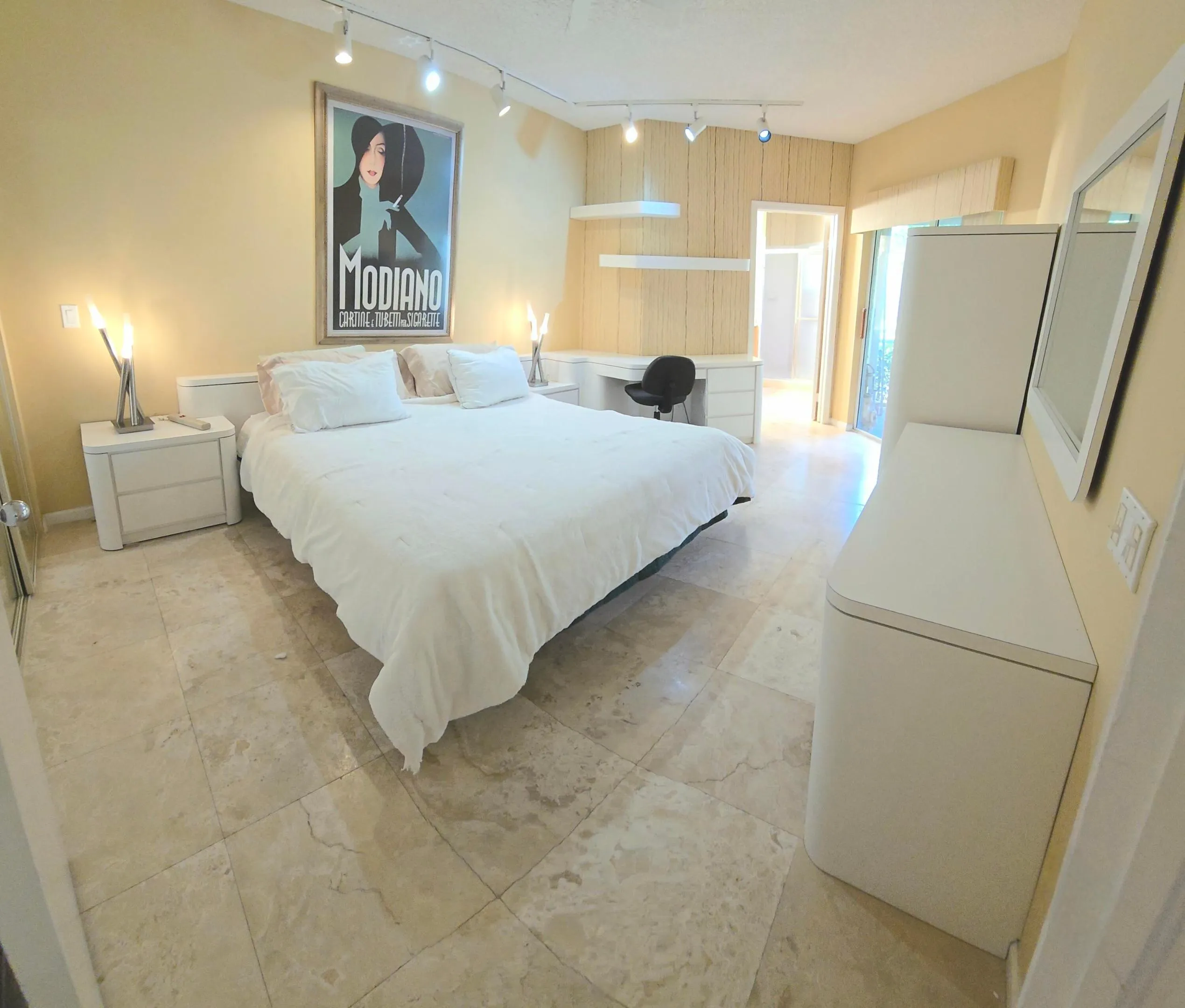 Primary bedroom marble floors