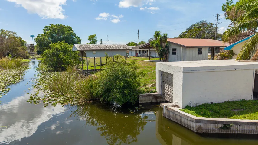 Canal view of boat storage