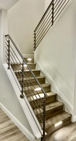 Stainless Steel Railings with LED Lighting on each Level.