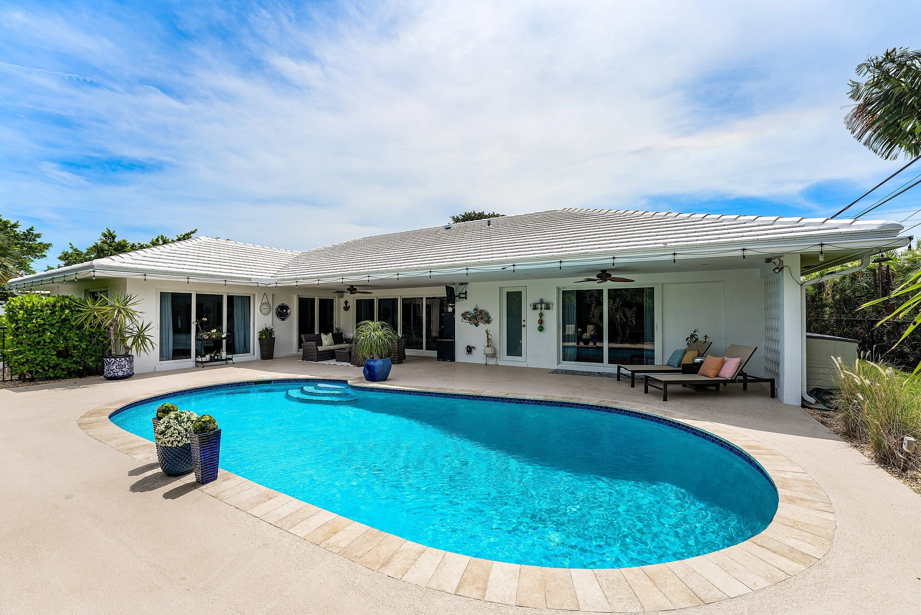 East Facing Salt-Water Pool Completely Rebuilt in 2020 with Travertine Coping