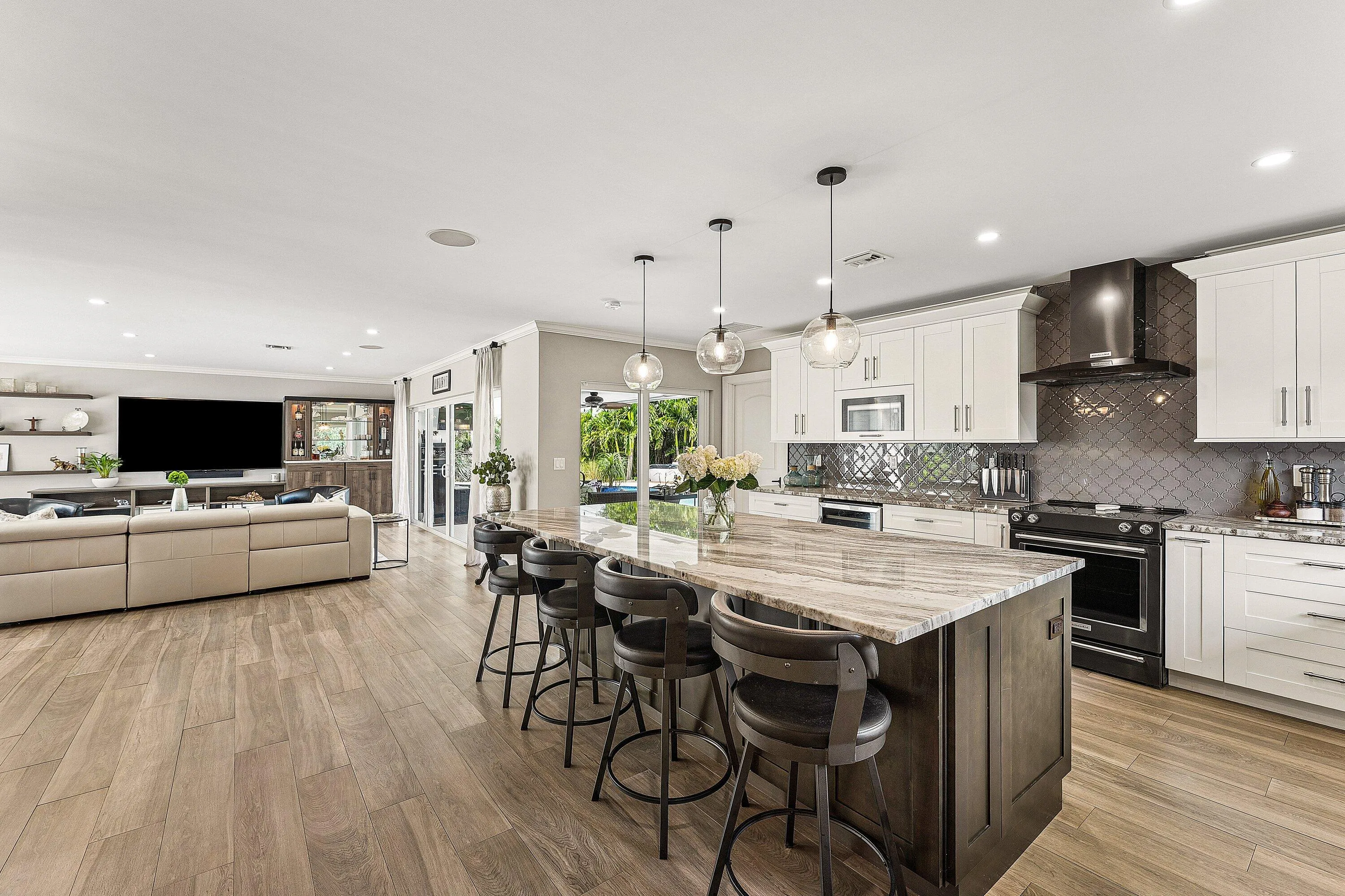 Marble Countertops and Oversized Center Island