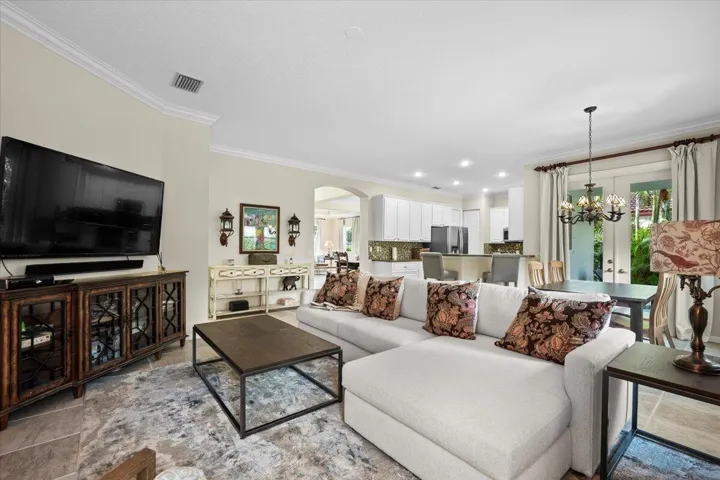 Living area facing kitchen