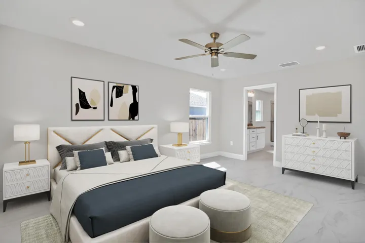 Virtually staged Primary Bedroom