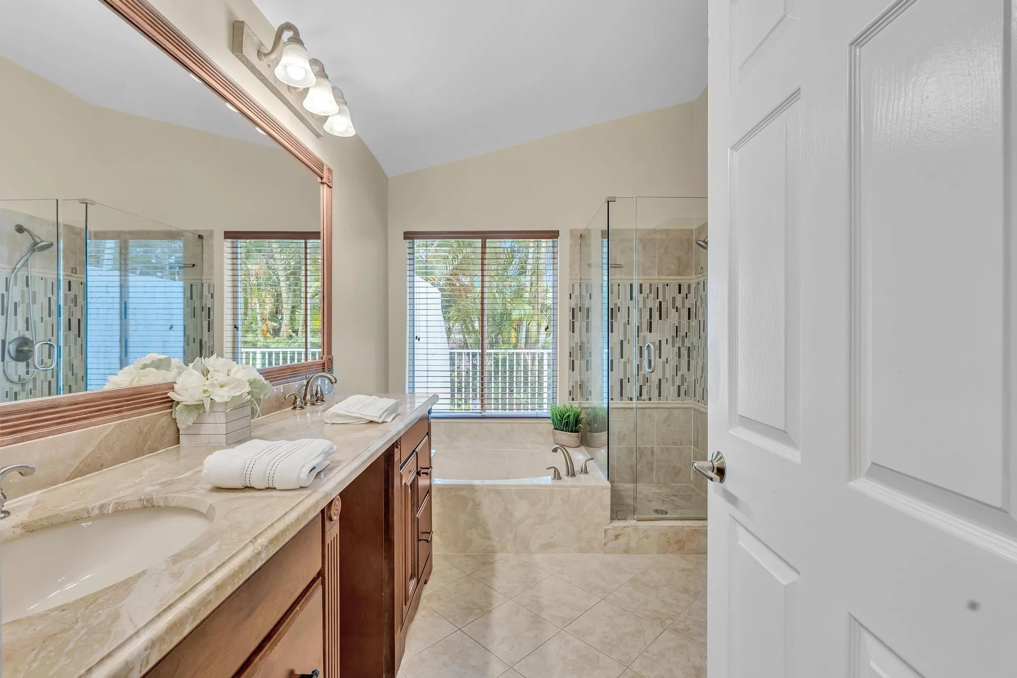 Updated Primary Bathroom with shower and tub