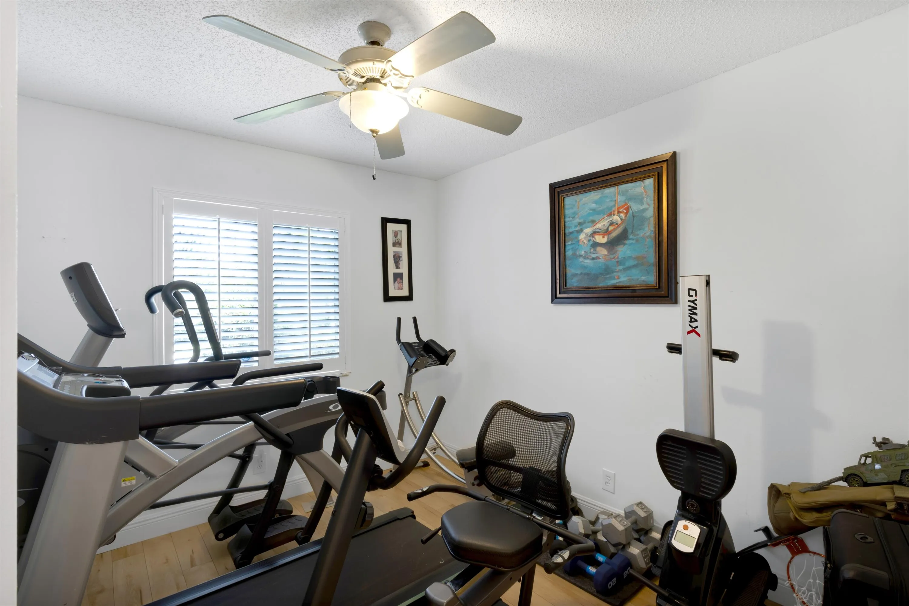 bedroom currently used for fitness