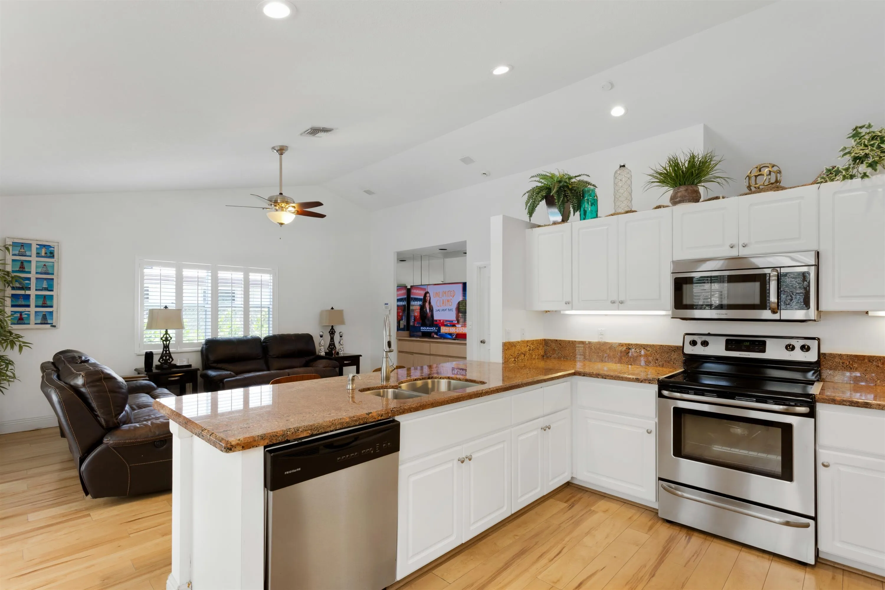 stainless appliances, open to second living area